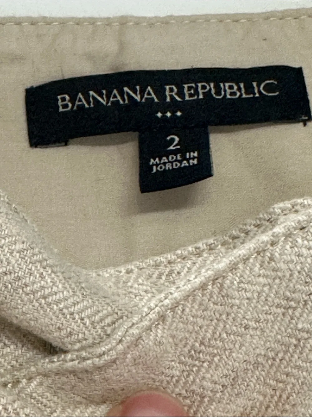 Banana Republic Sz 2 Beige Herringbone Linen Blend Pleated Trousers Buckle Waist